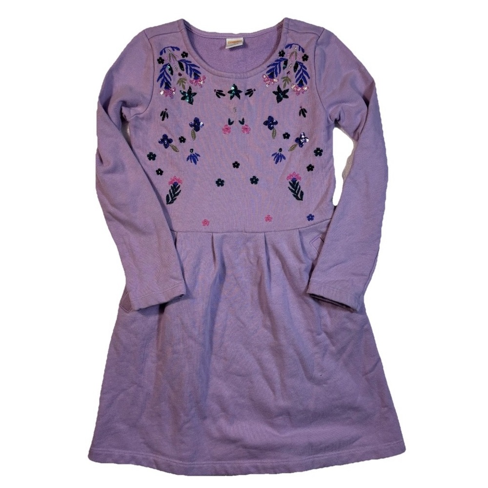 Gymboree Size 7 Girls Purple Embroidery Dress 100% Cotton Sequins  Floral Party